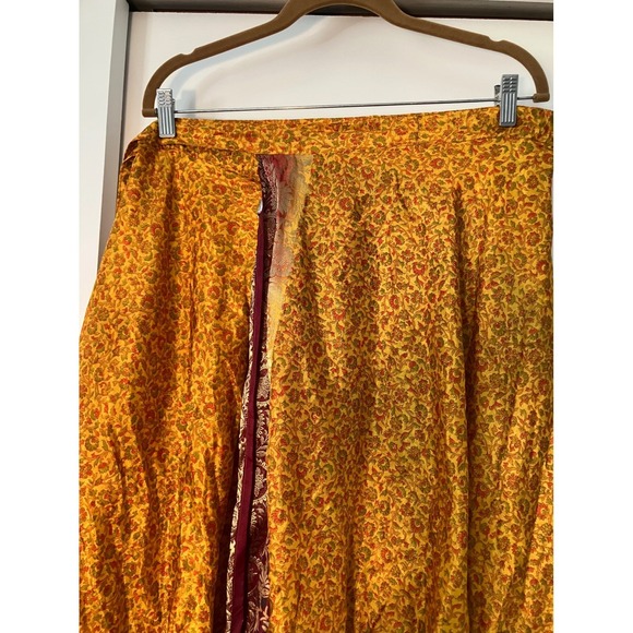 Mexicali Blues Silk Wrap Skirt Size XL Floral Print Bohemian Layered Maxi India - Picture 4 of 10